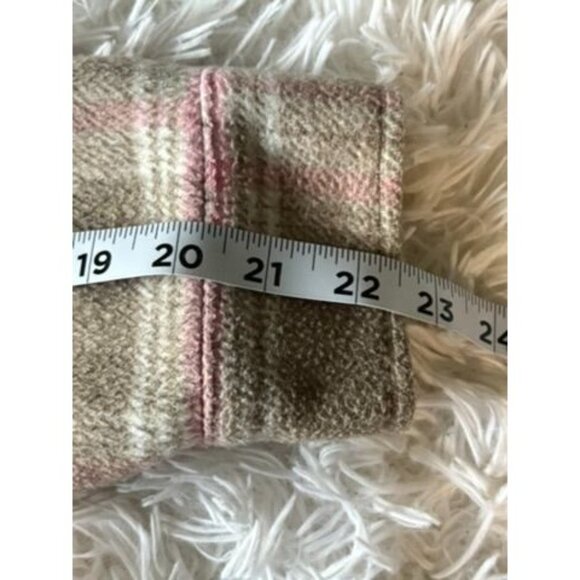 Blanknyc Plaid Button-Up Shacket Jacket Medium Pink & Beige Wool Blend With Ches - Picture 4 of 5
